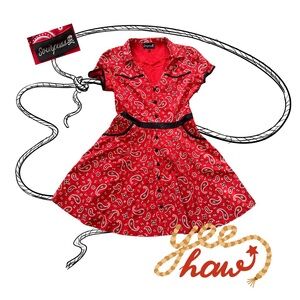 Sourpuss Hellbilly Red Paisley Cowgirl Dress